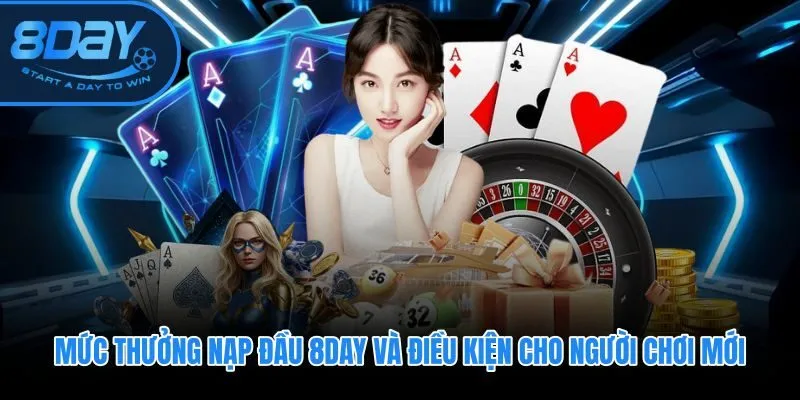 Thưởng nạp đầu 8DAY theo từng sảnh with tỷ lệ 100% đến 180%
